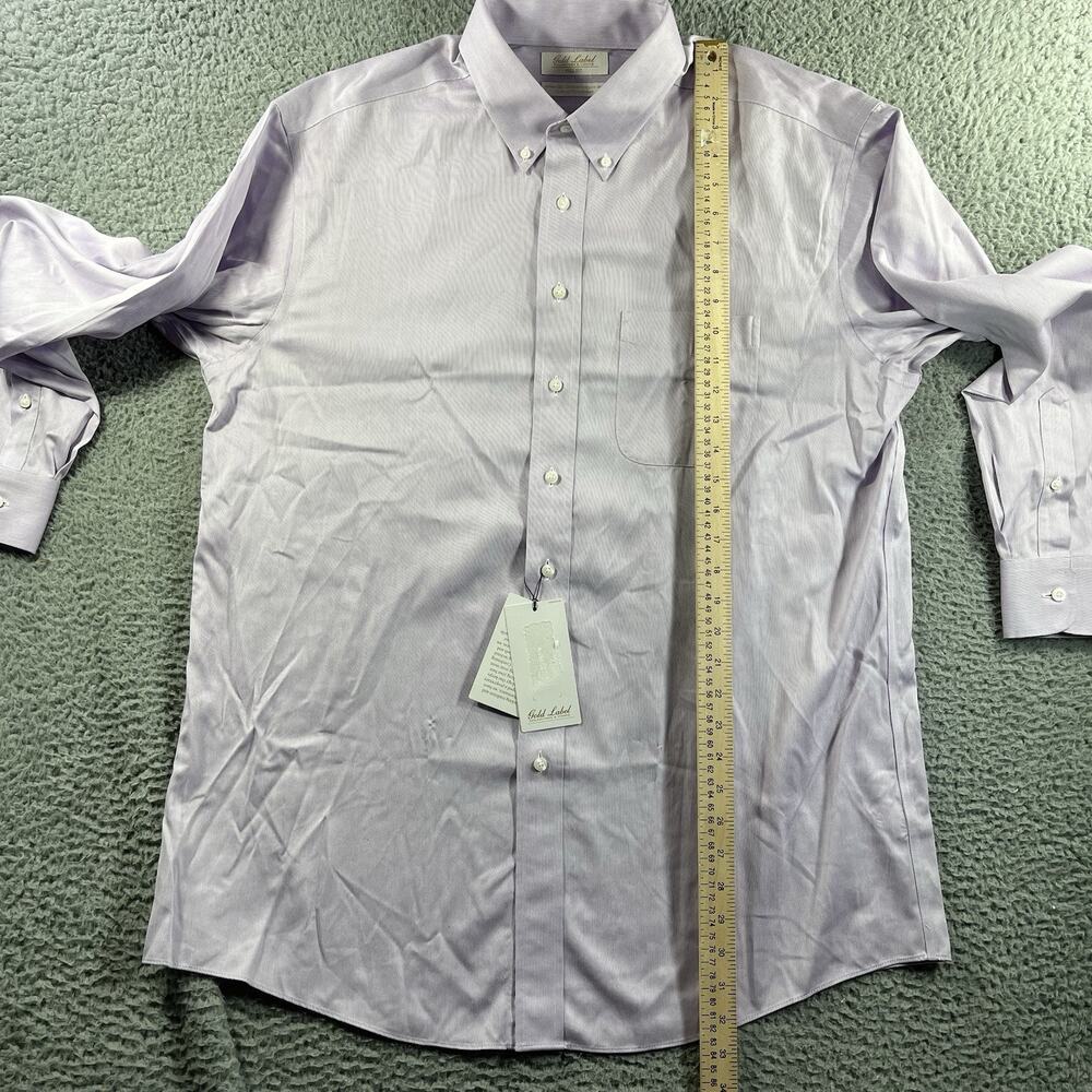 Roundtree Yorke Gold Label Shirt Mens 16.5 34 NWT Non Iron Cotton Dobby Dress - Picture 7 of 9